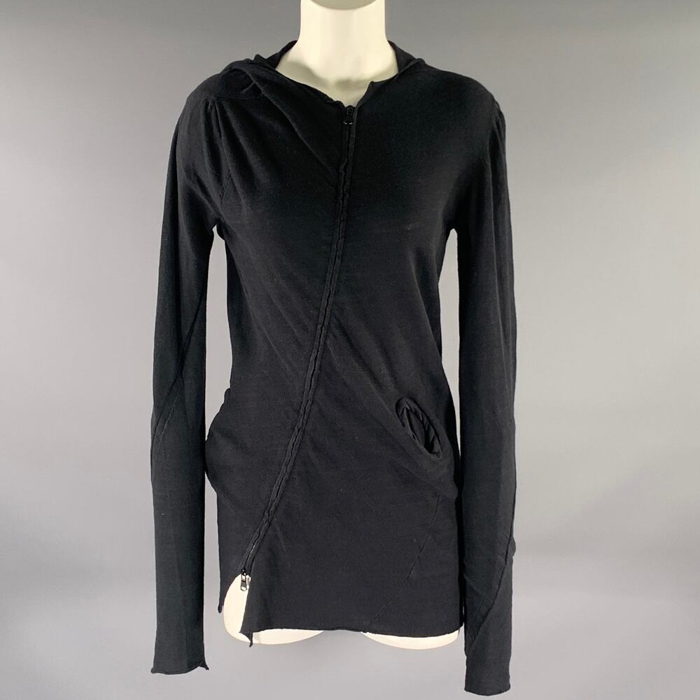 LOST & FOUND Size XS Black Cotton Asymmetrical Cardigan